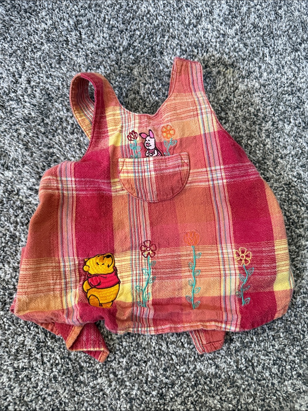 Vintage Disney Winnie the Pooh Plaid Dress Top Embroidered Size 6M